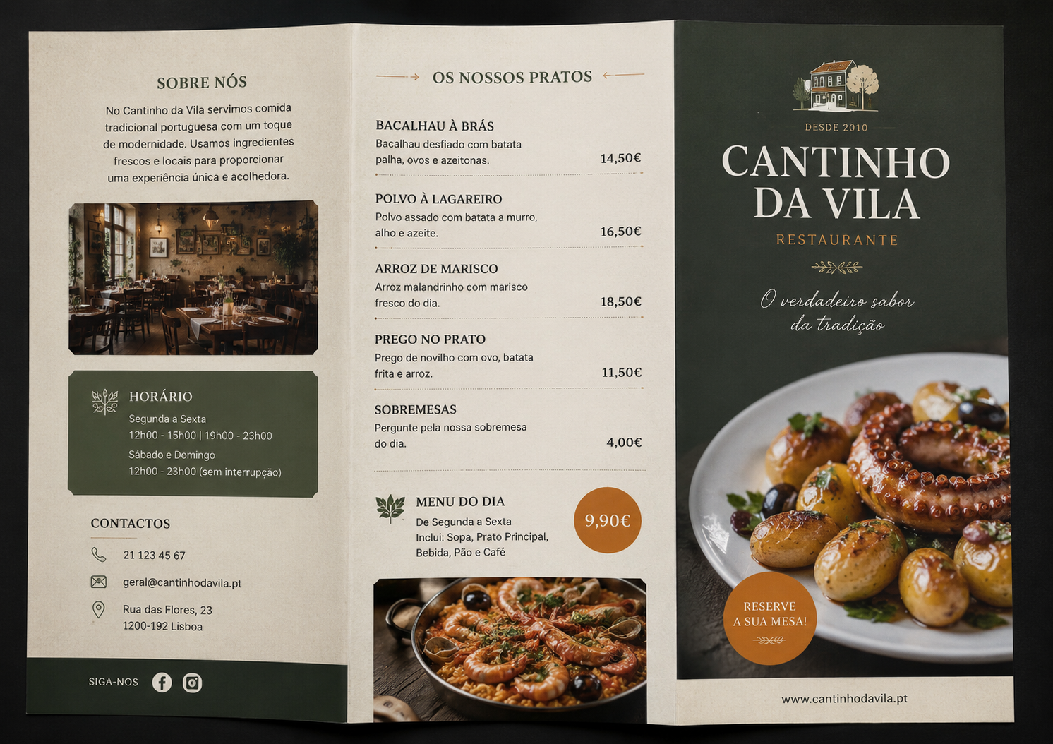 Menu Cantinho da Vila — Nova Era Media